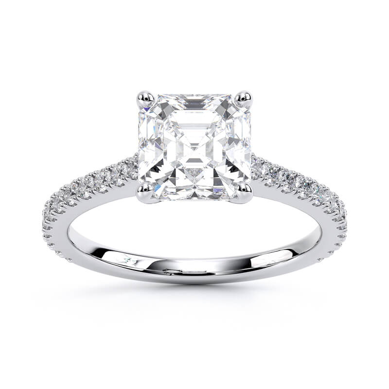 Petite Cathedral Pavé 1/4ctw | Asscher